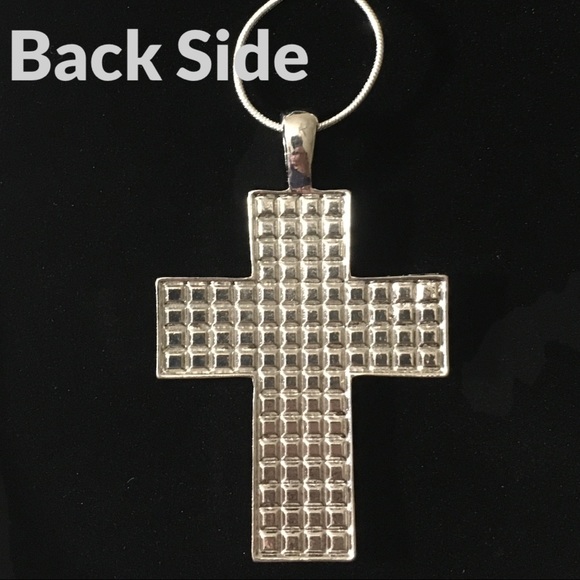 Cross Necklace White/Silver, 22 in Sterling Silver - Picture 4 of 4